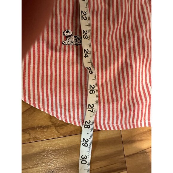 Teddi Red‎ White Striped Shirt with Embroidered Dogs – Size Large - Picture 4 of 13